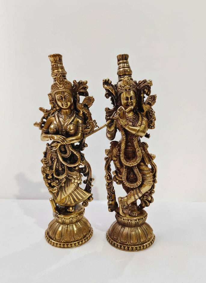brass radha krishan statue for home temple/ gift item, 6"